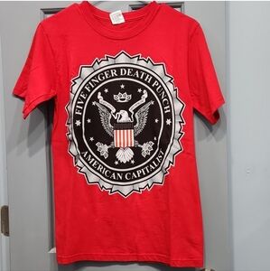 NWOT 5FDP Five Finger Death Punch Red American Capitalist Eagle Seal Tee